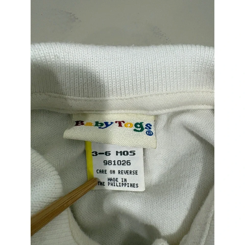 Baby Togs Outfit Set Boys 3-6 Months Blue Brown Vintage 90s Bear Knit Preppy